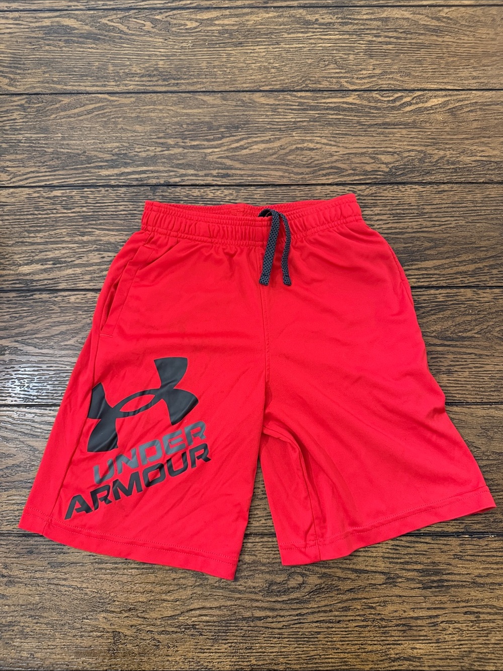 Under Armour Red Boys' Athletic Shorts with Black Logo